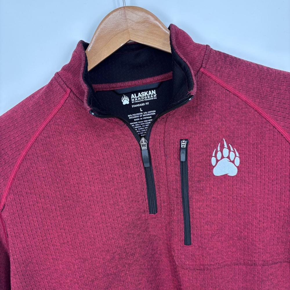 Alaskan Hardgear Swing Dog 1/4 Zip Pullover Mens L Red Outdoors Hiking Mock Neck